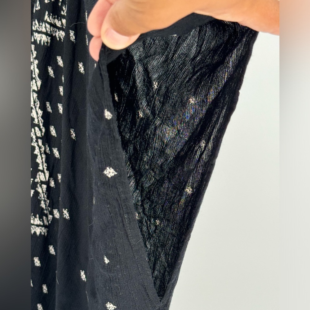 Ecote X Anthropologie Black & White Boho Printed Kimono Cardigan Women Size O/S - Picture 5 of 7